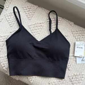 Zella Black Ribbed Sports Bra